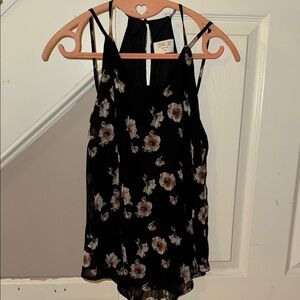 Sienna Sky XS Floral Black Double Strap Sleeveless Top